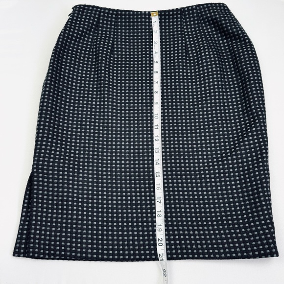 Ellen Tracy Wool Check Tweed Tailored Pencil Skirt - Picture 6 of 9